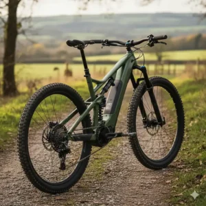 An entry-level full suspension electric mountain bike illustrating value-for-money components for off-road riding.