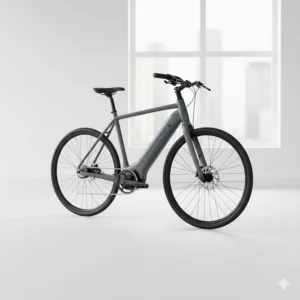 Illustration showing the streamlined, lightweight profile of an ebike with a fully integrated battery system.