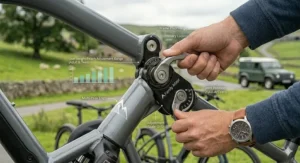 Illustration showing the Family Adapt pivot hinge with an overlay chart detailing height and reach adjustment ranges for adults and teenagers.