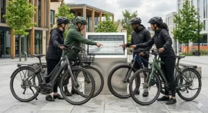 An infographic comparing the best value e-bikes and their premium features in the £2500 to £4000 price bracket.