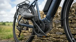 Ergonomic hand controls and gear shifters on a handcycle.