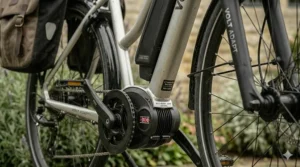 The ergonomic, wide-cushion seat of an adapted electric bike, designed for maximum comfort on longer journeys.
