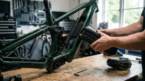 Maintenance-free Gates Carbon belt drive system on a high specification electric bike for clean city riding.