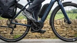 Close-up of the electric motor on an adaptive handcycle.