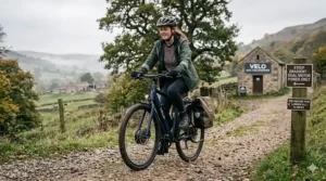 An all-terrain electric bike equipped with dual hub motors for enhanced traction on challenging ground.
