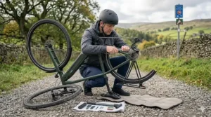 The weight balance is centralised on this e-bike with a central mid-drive motor.