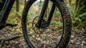 Side profile showing the lightweight geometry of a modern electric XC bike.