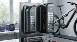 Comparison chart showing the differences between 36V and 48V electric bike batteries.