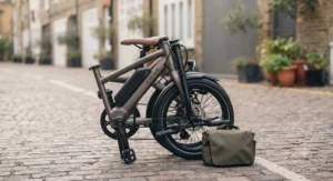 A folded 48v electric bike, showing the portability of premium folding 48v ebike brands.