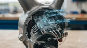 Schematic showing the signal path from the torque sensor to the e-bike controller and motor.