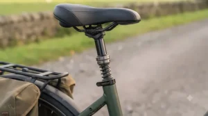 High-capacity battery fitted to an electric bike, ideal for extended distance commuting across the UK.