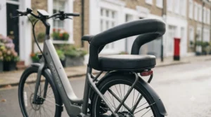 A low-step electric bike featuring a secure wrap-around backrest, making it easy to mount and ideal for riders with limited mobility.
